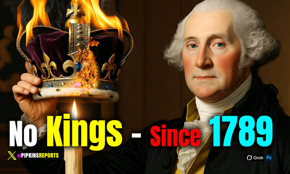 George Washington sets crown on fire.