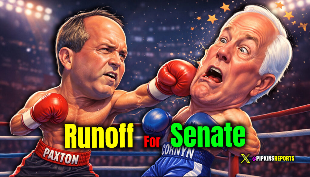 Cartoon Caricature Cornyn & Paxton Boxing
