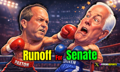 Cartoon Caricature Cornyn & Paxton Boxing