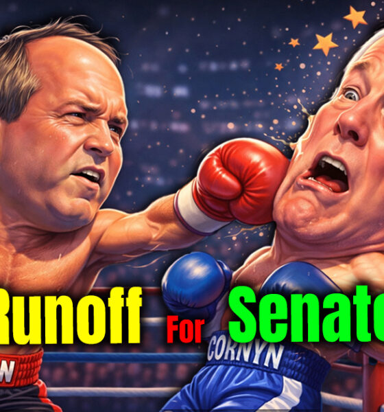 Cartoon Caricature Cornyn & Paxton Boxing