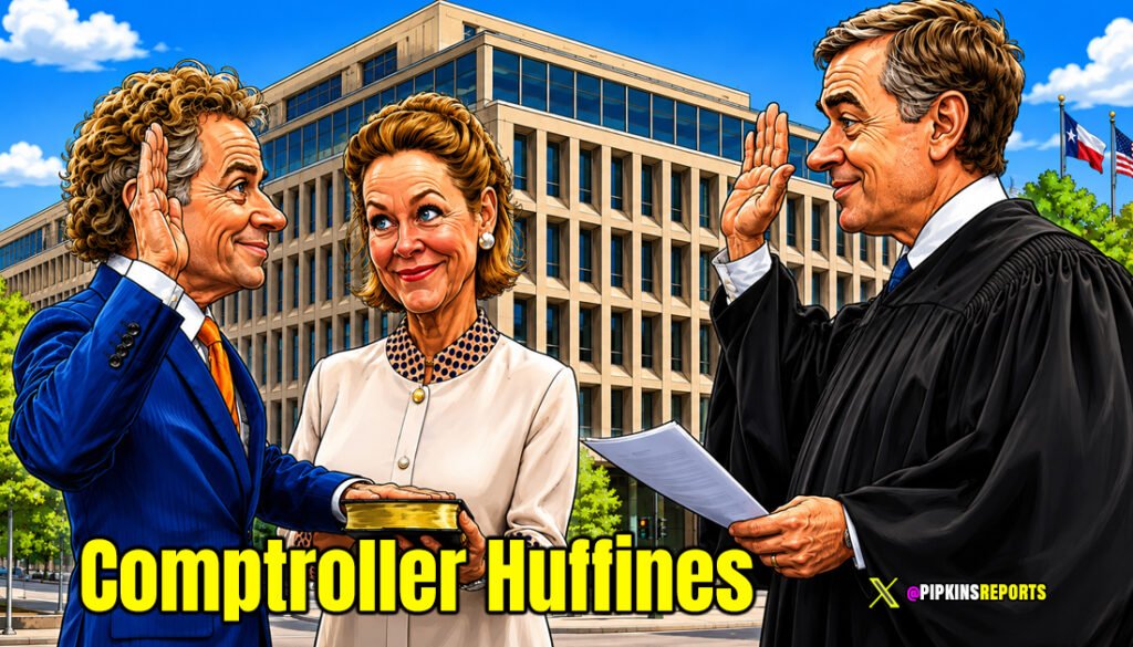 Huffines being sworn in