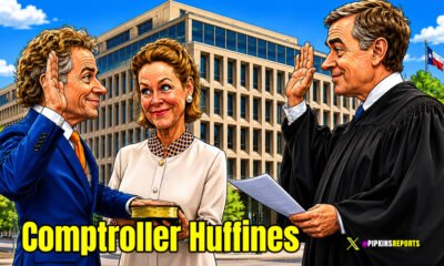 Huffines being sworn in