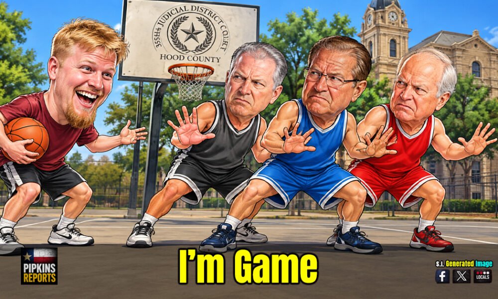 Cartoon Caricature of Basketball Game in Granbury Recall Fight