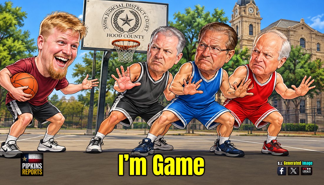 Cartoon Caricature of Basketball Game in Granbury Recall Fight
